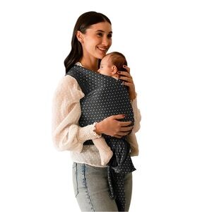 Fabric boba wrap navy and white dot